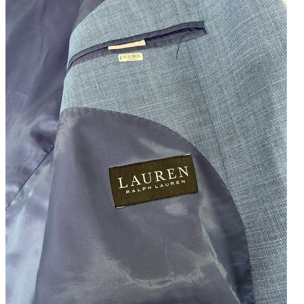 Lauren Ralph Lauren Blazer Mens 46R Blue Textured Two Button Sport Coat